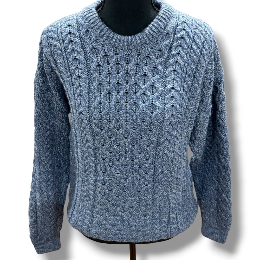 Aran Ireland 100% Merino Wool Pullover Sweater Chunky Fisherman Size S